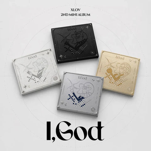 Las cuatro ediciones del álbum I,God, segundo mini álbum de XLOV, disponibles en Pig Rabbit Shop
