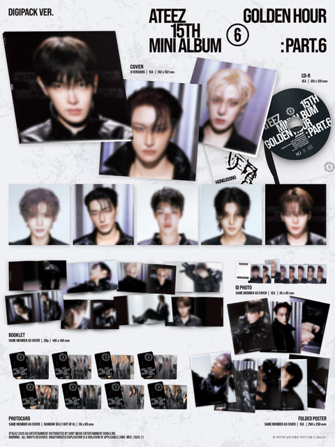 [PREORDER] ATEEZ 15th Mini Album - GOLDEN HOUR : Part.6 (DIGIPACK Ver.) + APPLE MUSIC GIFT