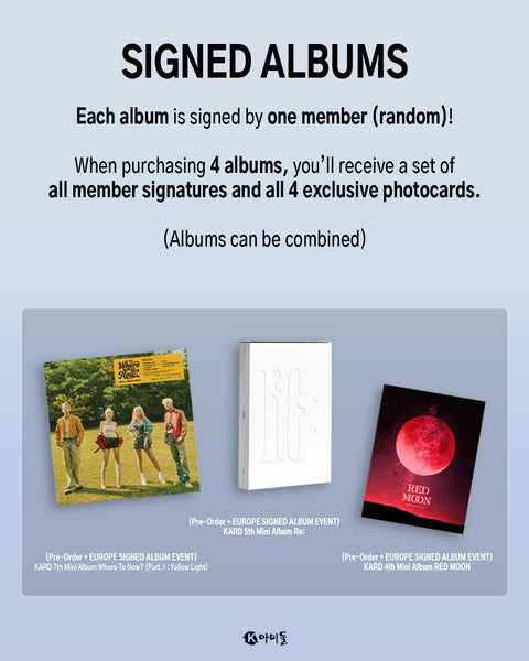 [SIGNED/FIRMADO + LUCKY DRAW] KARD - Red Moon / Re: / Where To Now? (Part.1 : Yellow Light)