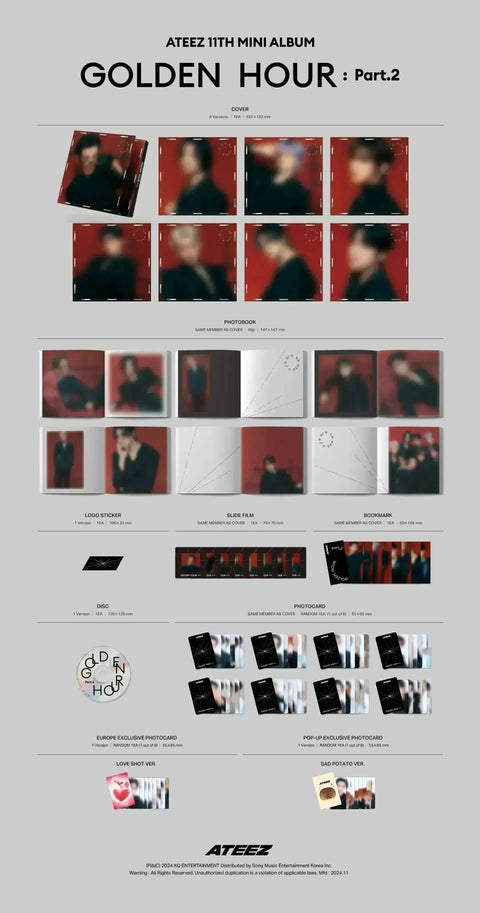 ATEEZ 11th Mini Album - GOLDEN HOUR : Part.2 (Digipak Ver.) Europe POP-UP Exclusive - Pig Rabbit Shop Kpop store Spain