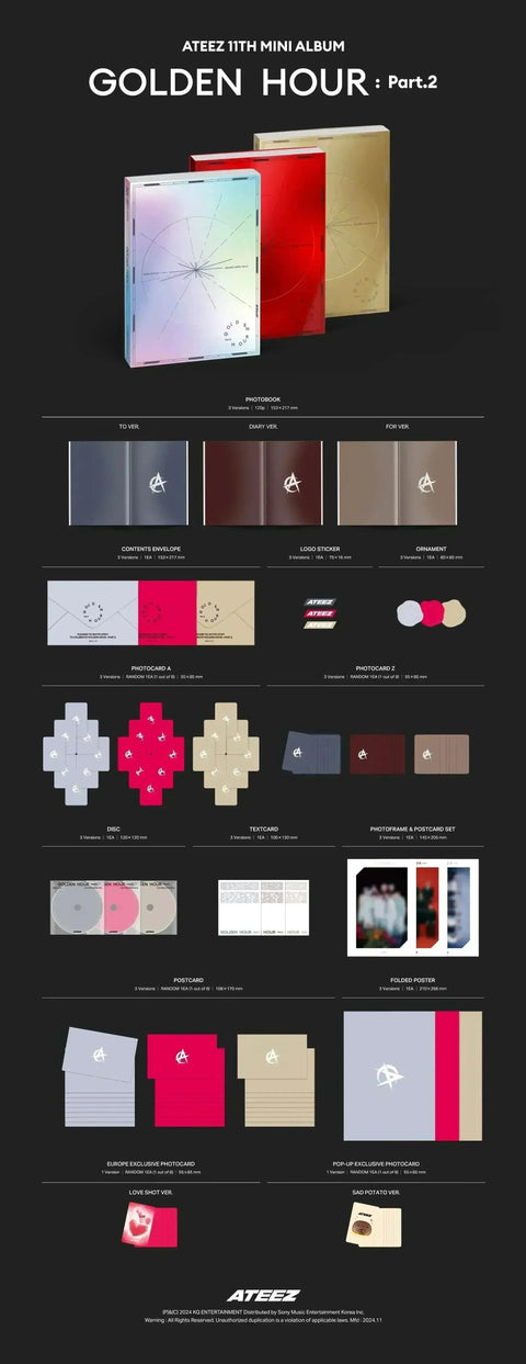 ATEEZ 11th Mini Album - GOLDEN HOUR : Part.2 Europe POP-UP Exclusive - Pig Rabbit Shop Kpop store Spain