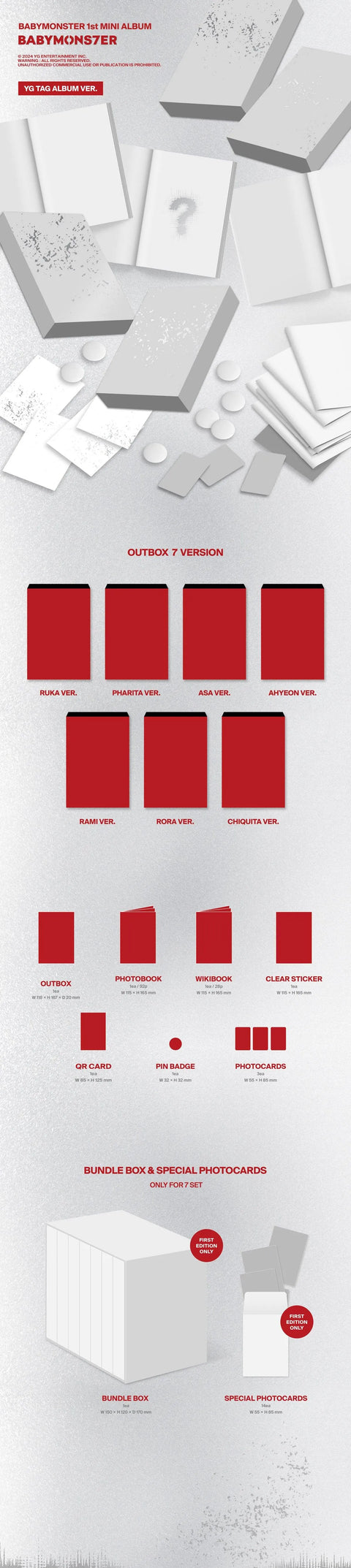 BABYMONSTER 1st MINI ALBUM - BABYMONS7ER (YG TAG ALBUM VER.) - Pig Rabbit Shop Kpop store Spain