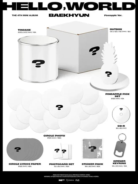 BAEKHYUN 4th Mini Album - Hello,World (Pineapple Ver.) - Pig Rabbit Shop Kpop store Spain