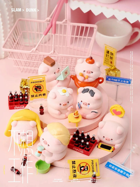 Baoyun Pig Stay Up Late Pig Log Series PVC Figures - Pig Rabbit Shop Kpop store Spain
