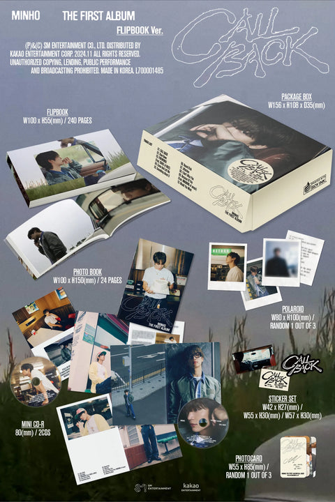 MINHO 1st Album - CALL BACK (Flipbook Ver.) - Pig Rabbit Shop Kpop store Spain