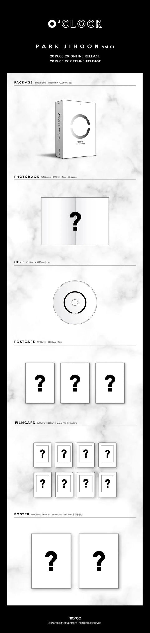 PARK JIHOON 1st Mini Album - O'CLOCK - Pig Rabbit Shop Kpop store Spain