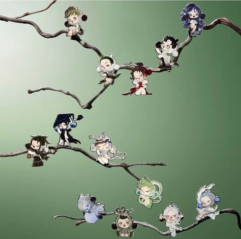 POP MART SKULLPANDA The Ink Plum Blossom Series-Badge Blind Box - Pig Rabbit Shop Kpop store Spain