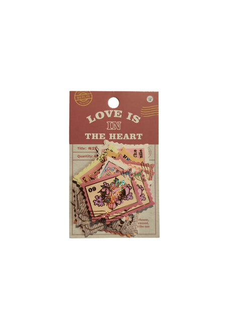 Sticker Love is in The Heart Pink (40 pieces) - Pig Rabbit Shop Kpop store Spain