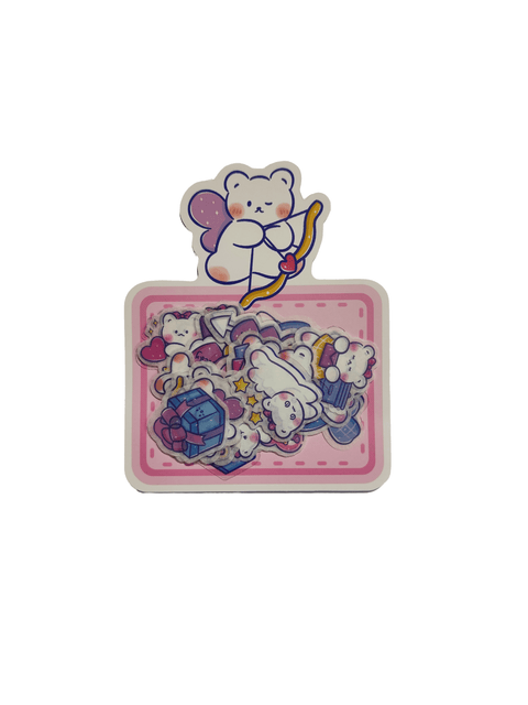 Sticker Teddy Bear Pink (40 pieces) - Pig Rabbit Shop Kpop store Spain