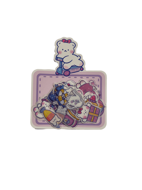 Sticker Teddy Bear Purple (40 pieces) - Pig Rabbit Shop Kpop store Spain