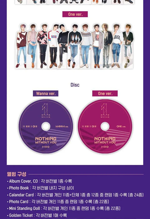 WANNA ONE 1er MINI ALBUME - 1-1=0 ( NOTHING WITHOUT YOU) - Pig Rabbit Shop Kpop store Spain