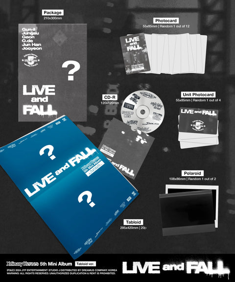 Xdinary Heroes 5th Mini Album - LIVE and FALL (Tabloid Ver.) - Pig Rabbit Shop Kpop store Spain