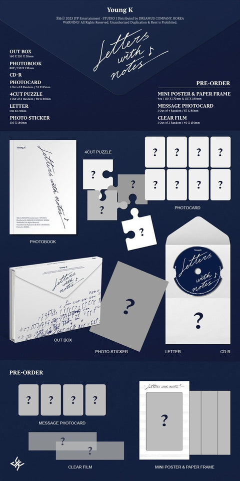 Young K - Letters with notes - Pig Rabbit Shop Kpop store Spain