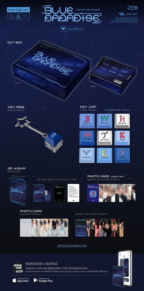 ZEROBASEONE BLUE PARADISE THE 5TH MINI ALBUM KEY CAP VER. - Pig Rabbit Shop Kpop store Spain