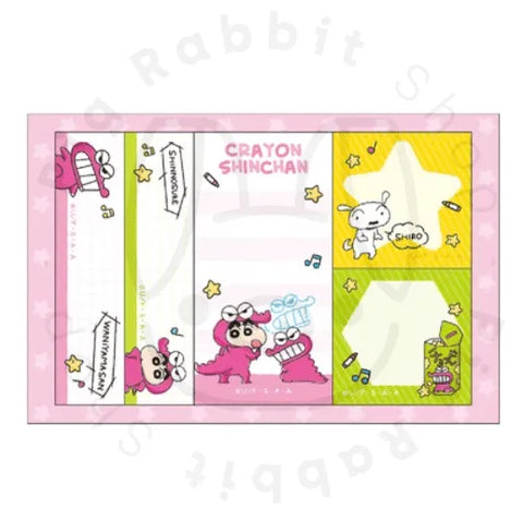 5 DESIGNS X 25 SHEETS NOTAS ADHESIVAS CRAYON SHIN CHAN - Pig Rabbit Shop Kpop store Spain