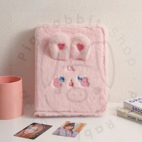 Archivador de felpa Bunny A5 álbum Kawaii, almacenamiento de fotos, tarjetas y photocards Kpop - Pig Rabbit Shop Kpop store Spain