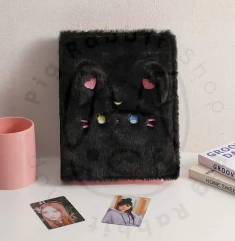 Archivador de felpa Cat A5 álbum Kawaii, almacenamiento de fotos, tarjetas y photocards Kpop - Pig Rabbit Shop Kpop store Spain
