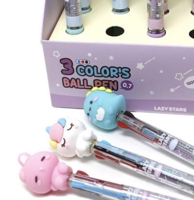 Boligrafo 3 colores LAZY STARS - Pig Rabbit Shop Kpop store Spain