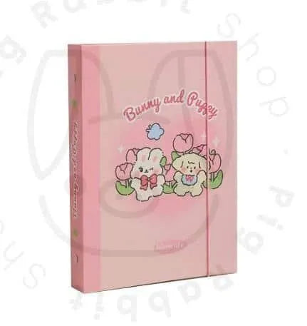 Carpeta de tapa dura Bunny & puppy A5 - Photocard Kpop - Planificador de 6 anillas diario álbum de recortes - Pig Rabbit Shop Kpop store Spain