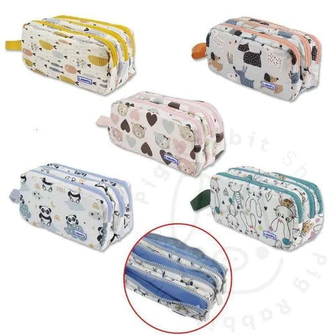 ESTUCHE PORTATODO CREMALLERA TRIPLE ANIMAL PASTEL PETS (RANDOM) - Pig Rabbit Shop Kpop store Spain