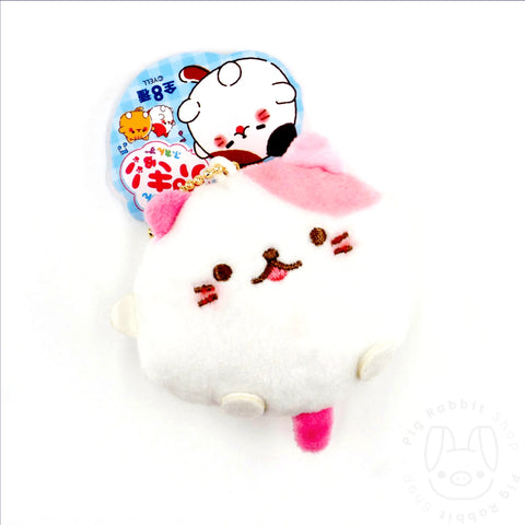 LLavero gato Nekomaru Pukiyu con Sonido (Blanco/Rosa) - Pig Rabbit Shop Kpop store Spain