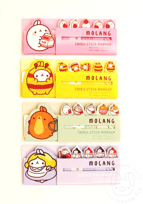 MOLANG INDEX STICK MARKER 15 Sheets x 5 notes (Random) - Pig Rabbit Shop Kpop store Spain