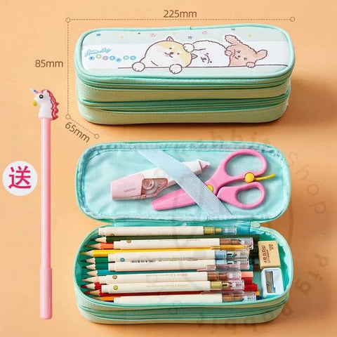 PORTATODO TELA 2 CREMALLERAS MODELOS VERDE - Pig Rabbit Shop Kpop store Spain