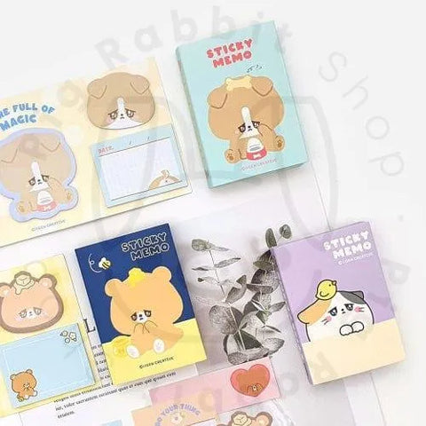 Sad Animal Friends 5 memo Sticky Notes (RANDOM) - Pig Rabbit Shop Kpop store Spain