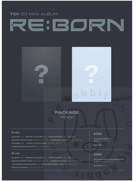 TO1 1ST MINI ALBUM - RE:BORN - Pig Rabbit Shop Kpop store Spain